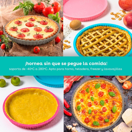 Imagen 3 de 10 de Tartera De Silicona Apta Horno Torta Antiadherente Desmonta