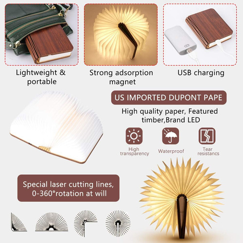 Mini Lámpara Plegable De 8 Colores, Luces De Madera Portátil