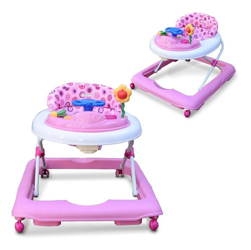 Andador Mega Baby Bebe Musical Bandeja Con Actividades Color Rosa