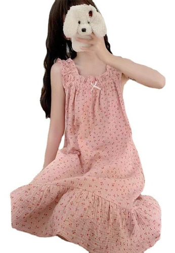 Camisones Tipo Pijama Color Cereza Para Mujer, Bonito Camisó