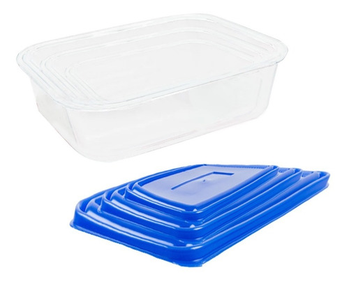 Juego De Contenedores 6 Plastico Premium Sterlite Color Azul