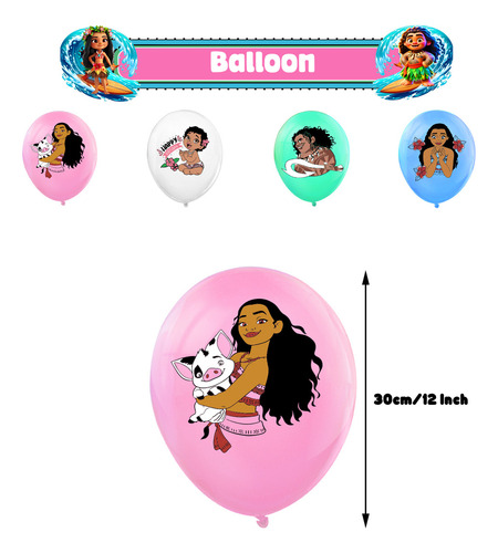 Kit Fiesta Moana Globos Cumpleaños Decoracións