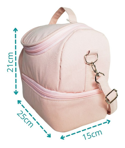 Imagem 2 de 7 de Bolsa Lancheira Térmica Com 2 Compartimentos Cor Rosa Oferta