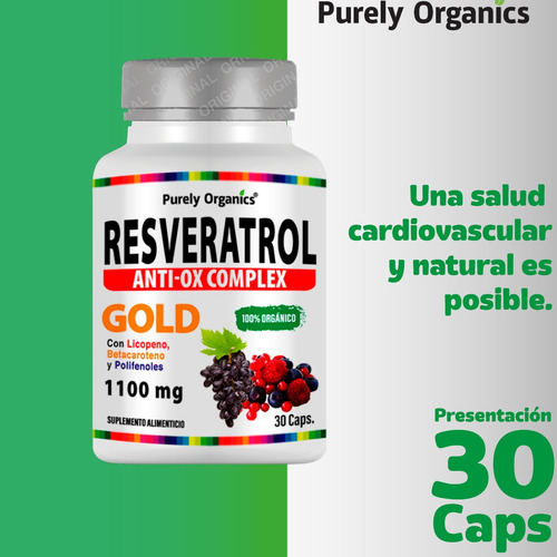 Resveratrol Anti-ox Complex Gold | 30 Caps | Antioxidante Sabor Sin sabor