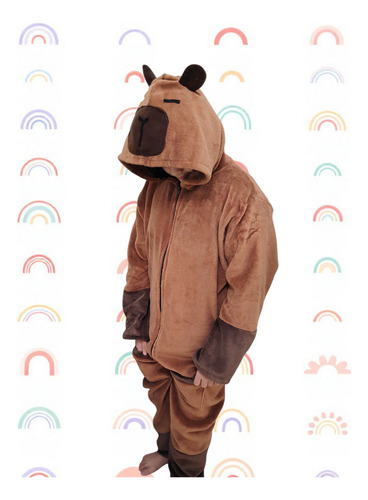 Pijama Micro Polar Enterito Capibara Niños 4 A 14 Años