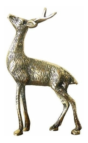Veado Em Bronze Estatueta Escultura Sorte Coleções Decoração
