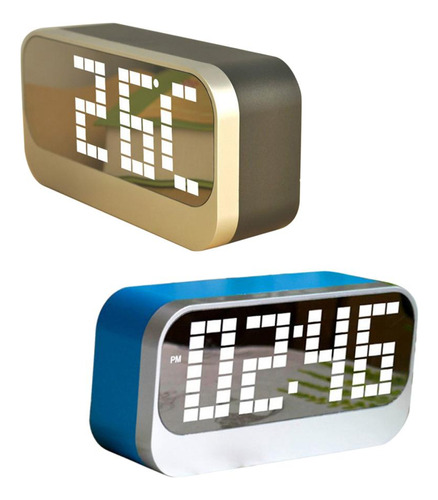 2pcs Reloj De De De Espejo Snooze Temp