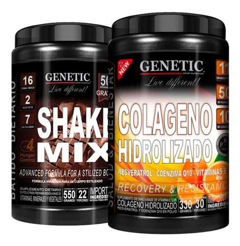 Reemplaza Comidas Shake Mix Colageno Resveratrol Q10 Genetic