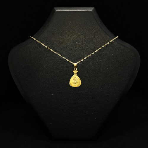 Cadena Y Dije Bolsa De Dinero Abundancia Oro 18k Oro 18k 40 Cm