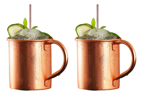 Set 2 Mug Coopper Acero Inoxidable Color Cobre 430cc Cuiner