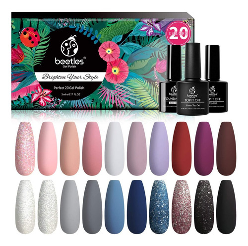 Escarabajos 20 Pcs Kit De Esmalte De Uñas De Gel, Modern Mu