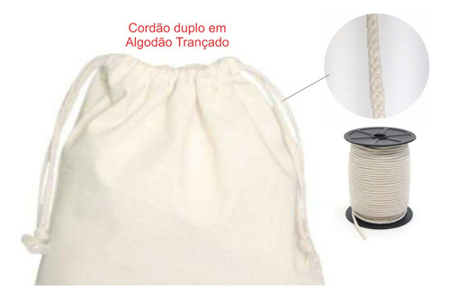 200 Saquinhos 20x35 Larg Sem Estampa Tecido 100% Algodão Cru