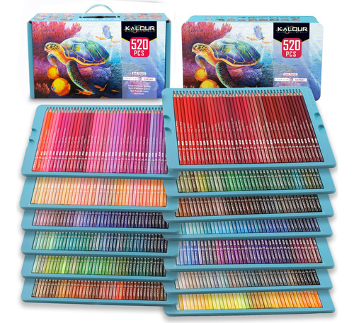 Lápices Colores Kalour Pro, Juego 520 Colores, Núcleo Suave