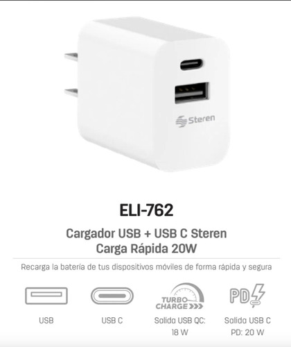 Cargador Usb A Y Usb C Con Pd Y Qc