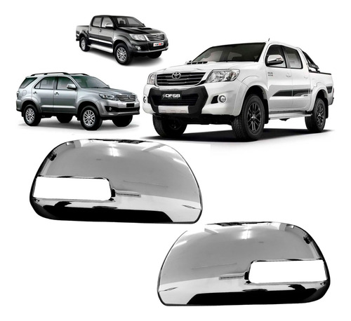 Par Capa Cromada Retrovisor Hilux 2012 A 2015 Com Furo Para