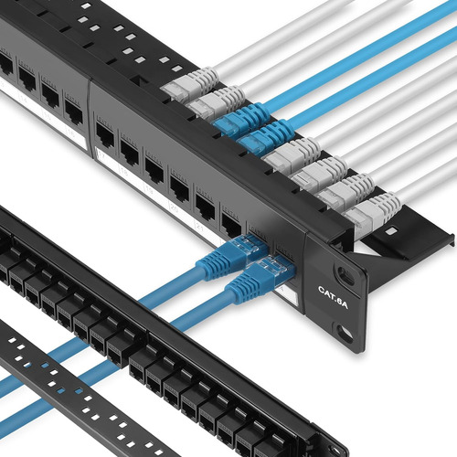 Panel De Conexiones De 24 Puertos Cat6a Con Soporte Keystone