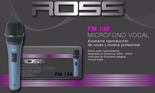 Micrófono Ross FM-138 dinámico supercardioide azul/negro