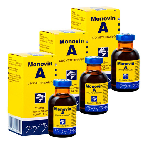 Bravet Monovin A Original Crescer Cabelo - Kit 3 Unidades