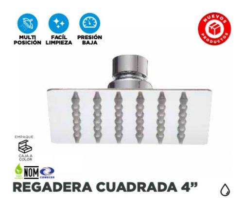 Regadera Cuadrada Acabado Espejo Slim 6  C/brazo