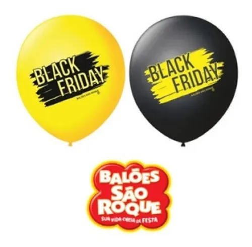 Paquete de globos de látex con estampado N°9 Black Friday de 25 unidades