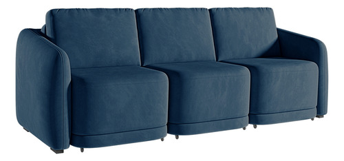 Sofá Cama Reclinável Varsóvia 246cm Veludo Azul Marinho