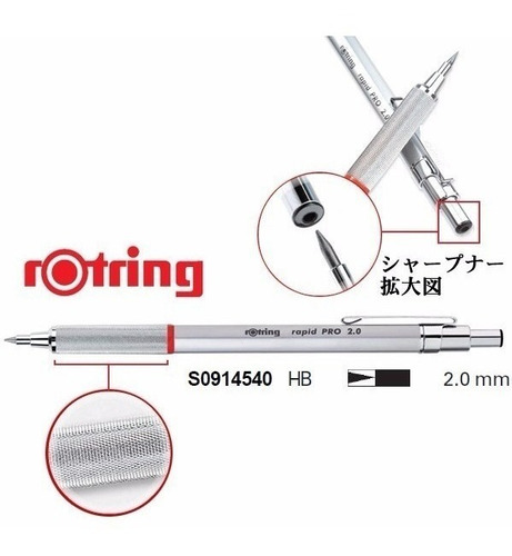 Lapiseira Rotring Rapid Pro Preta Ou Prateada - 2,0mm