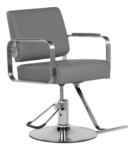 Sillon Barbero Estetica Hidraulico Ajustable Gris Barberia Forma de la base Redonda