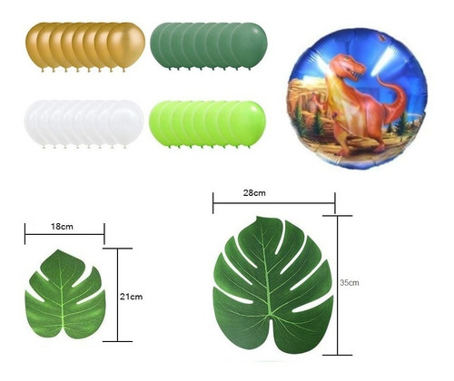 Imagen 2 de 2 de Combo Deco Cumple Globos Dinosaurios Gigantes Con Banderin