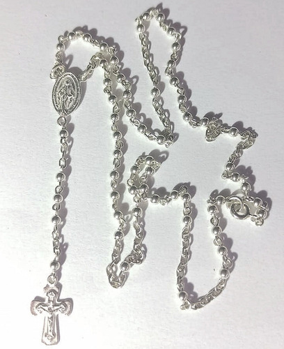 Imagen 1 de 10 de Rosario Plata 925 Medalla Milagrosa 45cm Cuentas 2.5mm Mujer