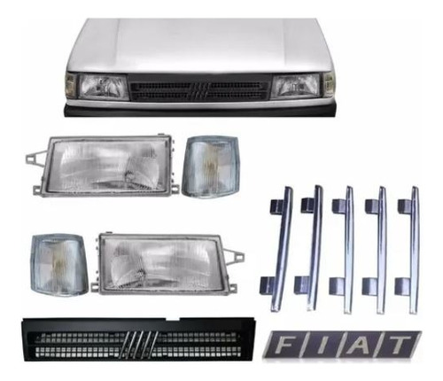 Kit 2 Ópticas/1 Rejilla/insignia/2 Faros Giros/fiat Duna/uno