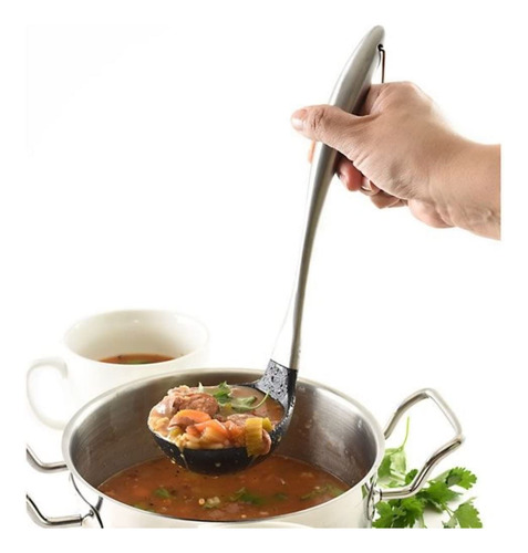 Cucharón De Sopa Acero Inoxidable Y Silicona 30 Cm