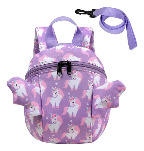 Mini Mochila Vaschy Con Correa Unicornio Violeta 4 Litros