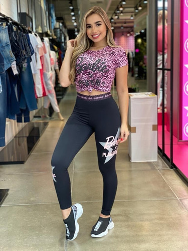 Imagem 2 de 3 de Calça Legging Estrela Estampado Barbie Planet Girls