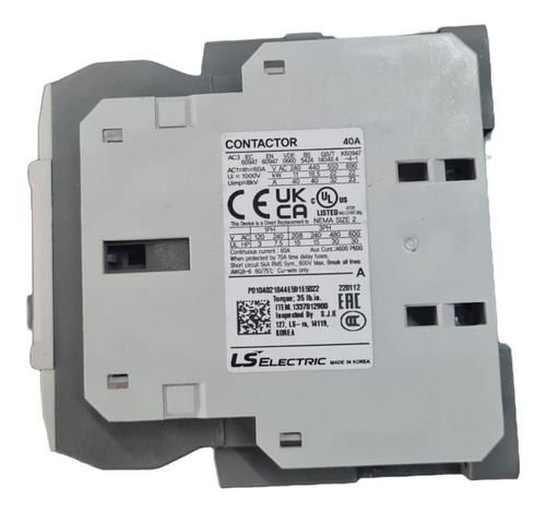 Contactor Ls Electric Mc-40a, 3p, 2no+2nc, 40a, Bobina 110v