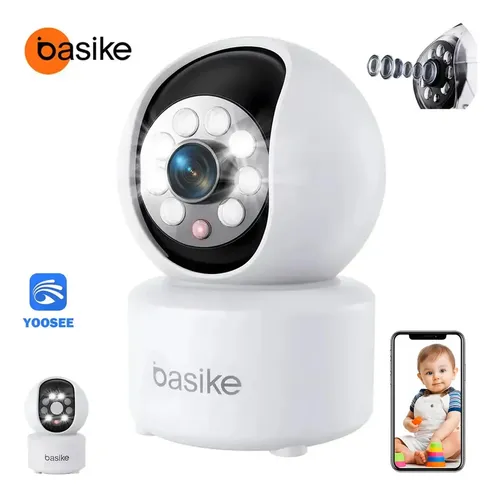 Basike Câmera De Segurança Residencial Interna Wi-fi 360° 1080p Full Hd, Detecção De Movimento Áudio Bidirecional 24/7 Yoosee Câmera De Monitoramento Inteligente De Bebês E Pets