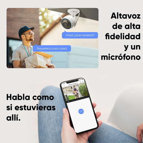 Ezviz Cámara De Seguridad Tipo Bala 3mp 2k H32k-64 + Microsd De 64gb Detección Humana Alertas De Voz Personalizables Con Luz Parpadeante Cs-h3-2k Colores En Oscuridad Ideal Para Exteriores
