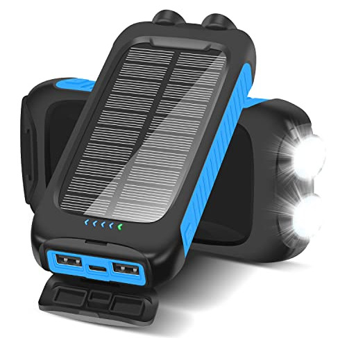 Banco De Energía Solar 20,000mah Linterna De 2 Led, Re...