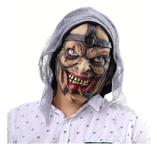 Máscara de látex para Halloween Horror Wizard Pimp, color gris