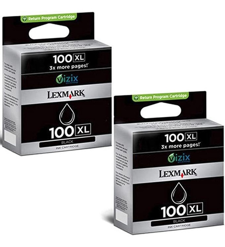 Original Lexmark 100 x L Cartuchos De Tinta (2 negro)