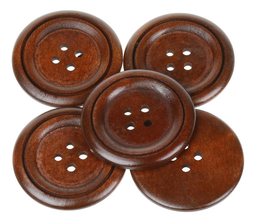 Cotowin 10pcs Brown 4 Agujeros Botones Grandes De Madera De