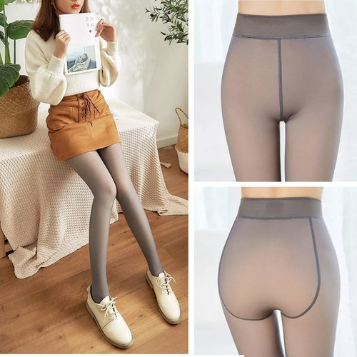 Pantimedias De Forro Cálido Translúcido Falso Polar 3pcs