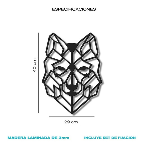 Imagen 4 de 4 de Cuadro Decorativo En Madera Calada Lobo Mural