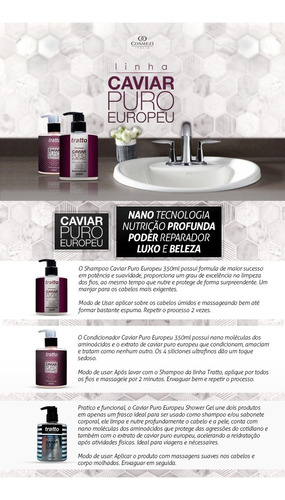 Shampoo Caviar Puro Europeu 350ml Cabelos Finos Quebradiços