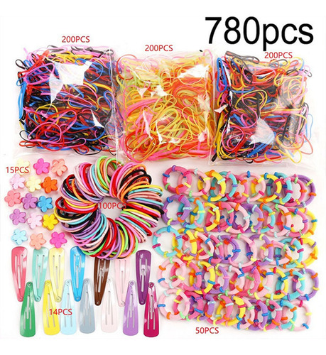 780pcs Mini Ligas Para Cabello Elásticas Dama Accesorios