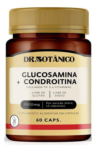 Glucosamina + Condroitina + Ucii 1000mg 60 Cáps. Dr Botanico Sabor Sem Sabor