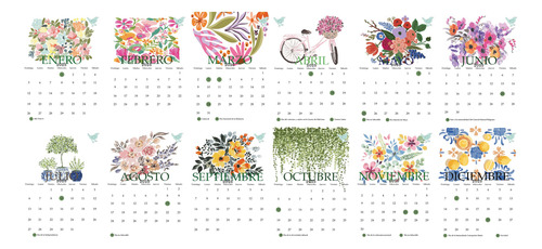 Imprimible Calendario 2025 Calendario Floral