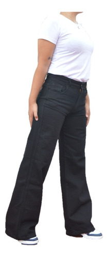 Pantalon Jean Mujer Dama Palazzo Wide Leg Mom Calce Perfecto