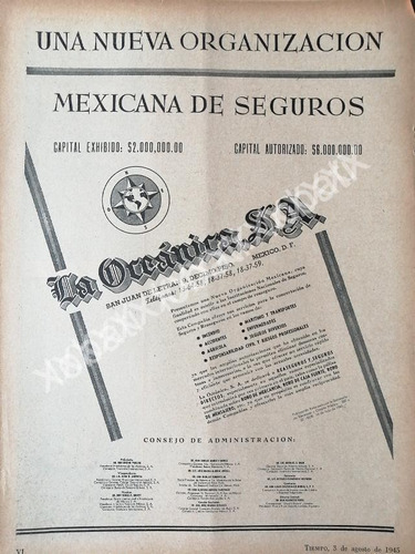 Cartel Inicia Operaciones Seguros La Oceanica S.a 1945 184