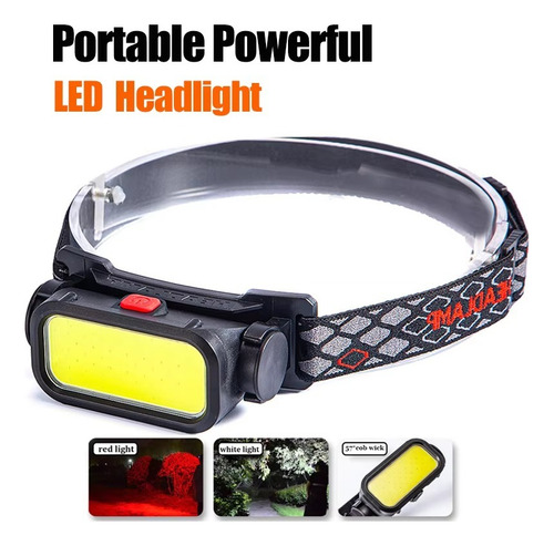 Linterna Frontal Led Potente Con Carga Usb, 4 Modos De Ilumi