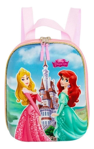 Mochila Escolar 3d Maxtoy Princesas Castelo Rosa